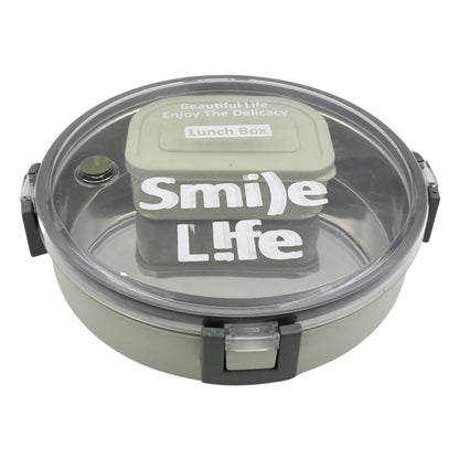 Miracle Stainless Steel Round Lunch Box, with Small Plastic Box Insert Leak Proof Lunch Box with Transparent lid, Lunch Box for Kids & Adults for School, Office (450 ML + 250 ML Approx) - infinityexculsivestore.com