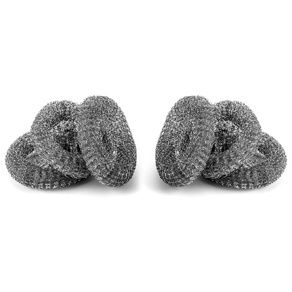 Set of 6 stainless steel scourers for tough cleaning jobs in the kitchen. Durable and rust-resistant.