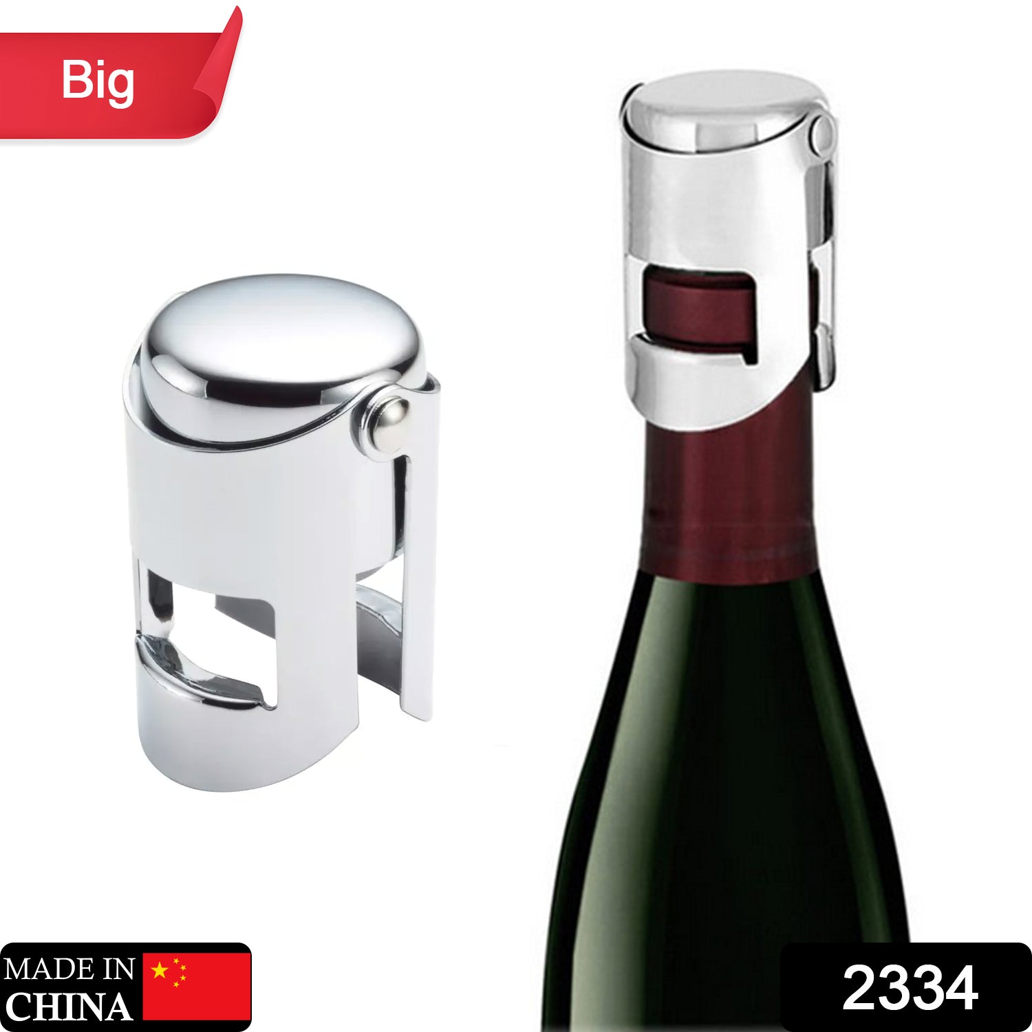 Stainless Steel Sealed Sparkling Champagne Bottle Stopper Big size - infinityexculsivestore.com