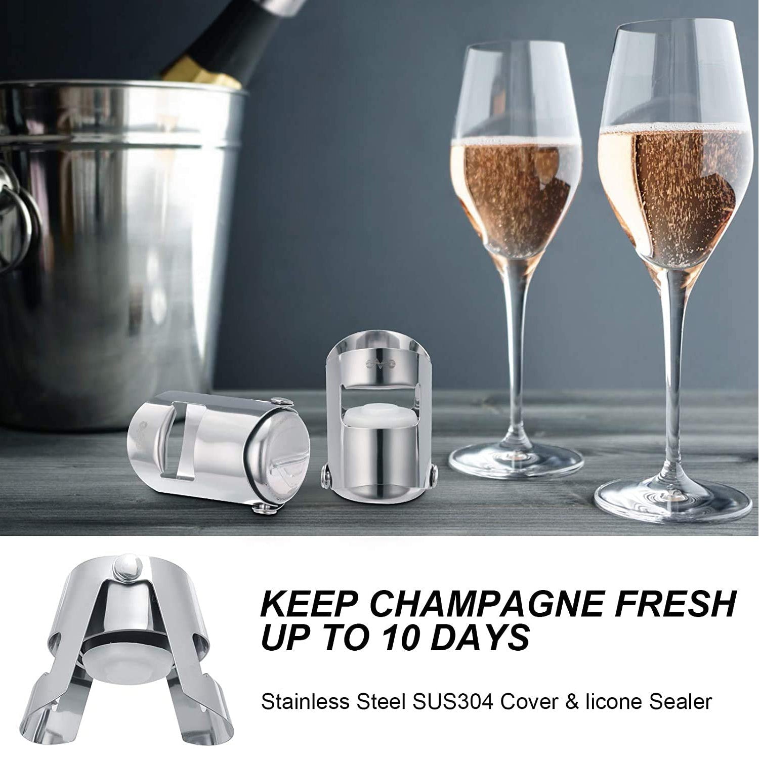 Stainless Steel Sealed Sparkling Champagne Bottle Stopper Big size - infinityexculsivestore.com