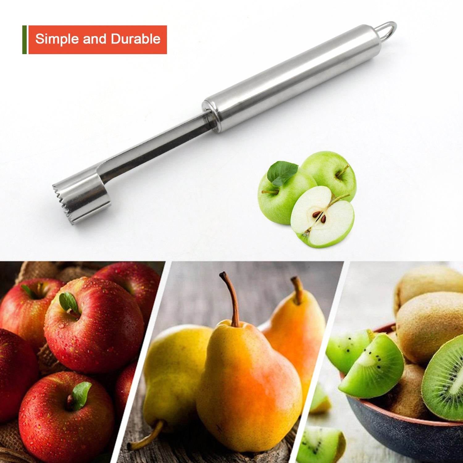 Fruit Core Stainless Steel Set, Core Remover for Apple and Pear, Kitchen Prep Tool Fruit Core Remover Tool with Soft Handle, Apple Corer Stainless Steel, Kitchen Gadget Dishwasher Safe - infinityexculsivestore.com