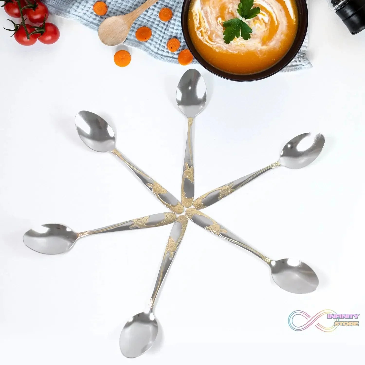 Stainless Steel Table Spoons / Baby Spoon Set Set of 6 - infinityexculsivestore.com