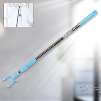 Stainless Steel Telescopic Pole Clothes Hooks Hanger (1 Pc / 1 Mtr.) - infinityexculsivestore.com