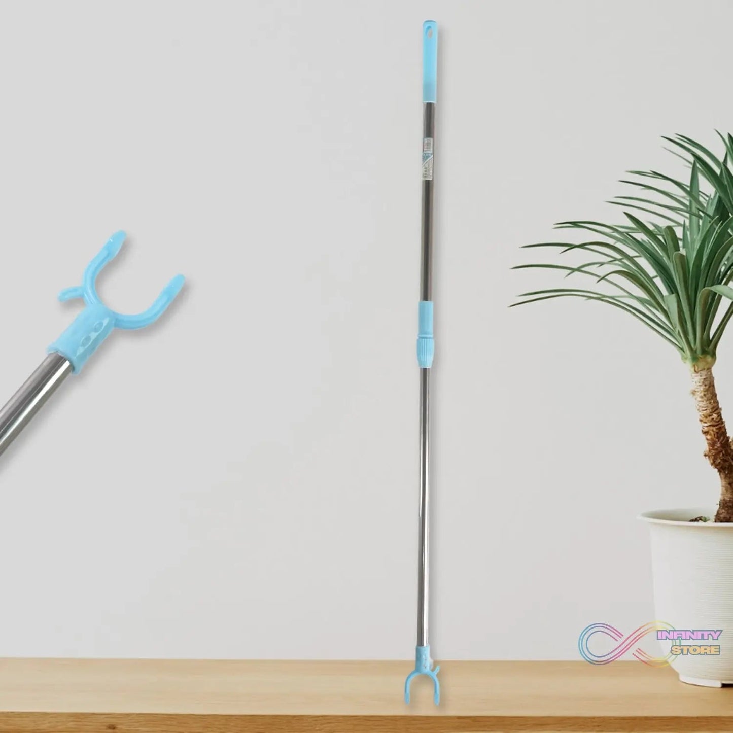 Stainless Steel Telescopic Pole Clothes Hooks Hanger (1 Pc / 1 Mtr.) - infinityexculsivestore.com