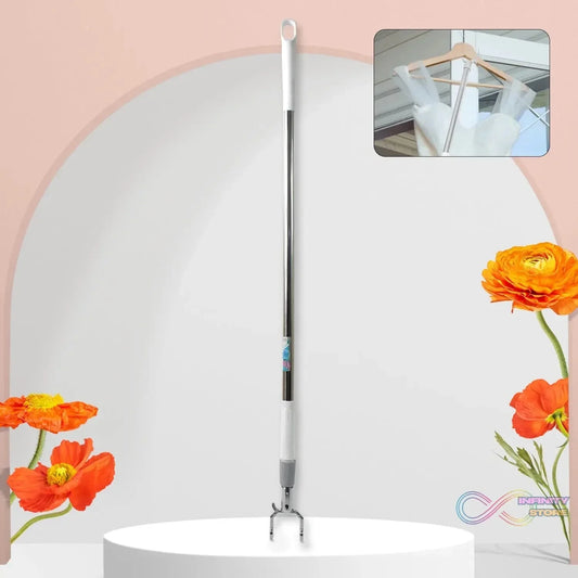 Stainless Steel Telescopic Pole Clothes Hooks Hanger (1 Pc / 155 cm) - infinityexculsivestore.com