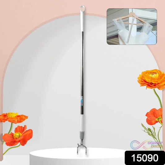 Stainless Steel Telescopic Pole Clothes Hooks Hanger (1 Pc / 155 cm) - infinityexculsivestore.com