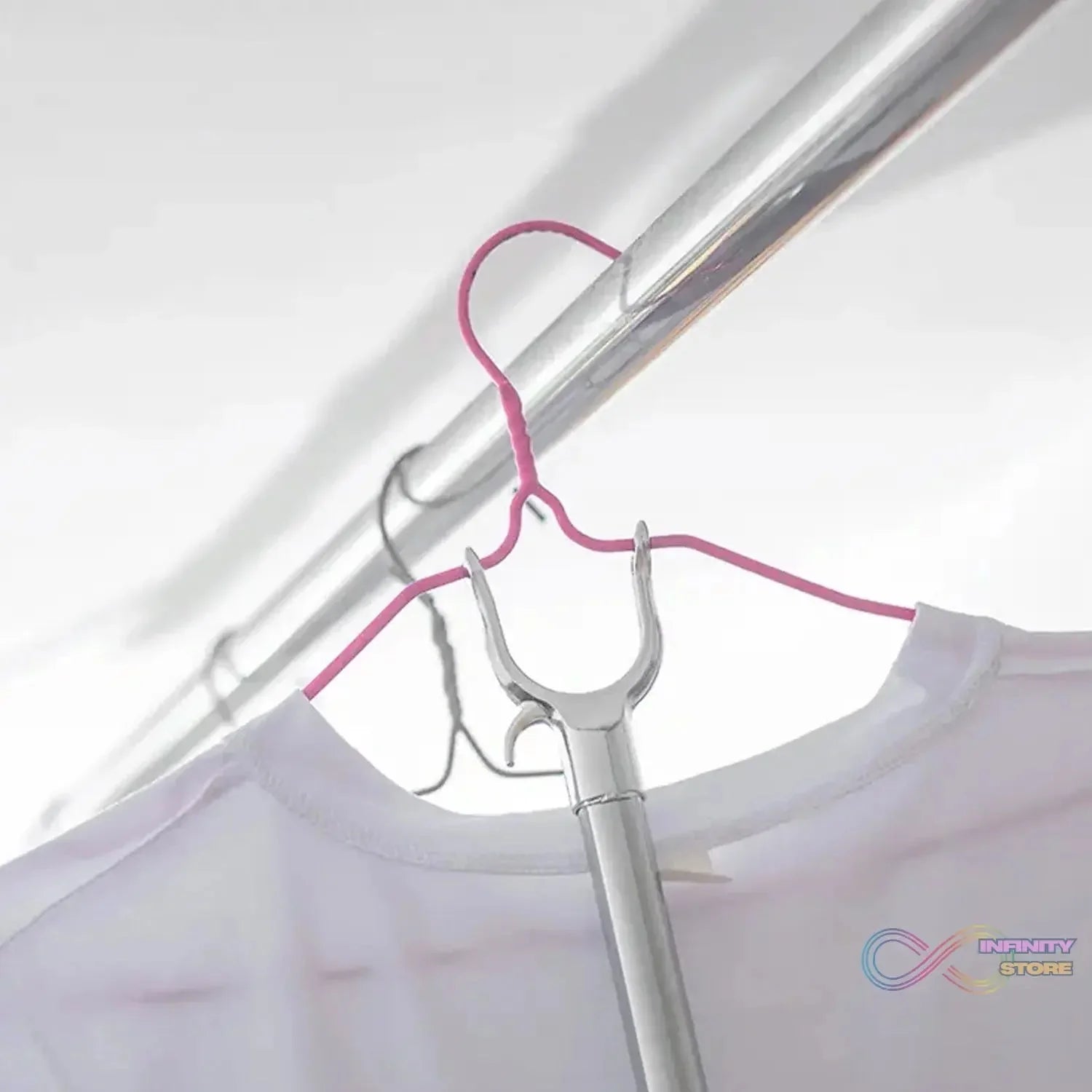 Stainless Steel Telescopic Pole Clothes Hooks Hanger (1 Pc / 155 cm) - infinityexculsivestore.com
