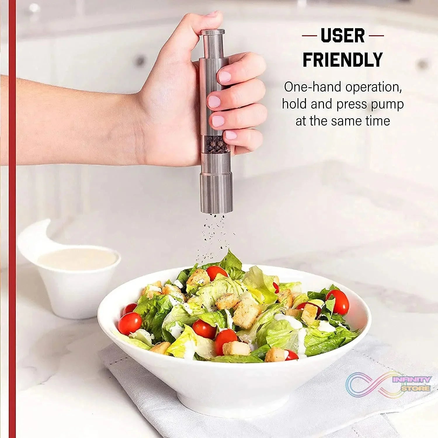 Stainless Steel Thumb Presser Salt and Pepper Grinder (1 Pc) - infinityexculsivestore.com