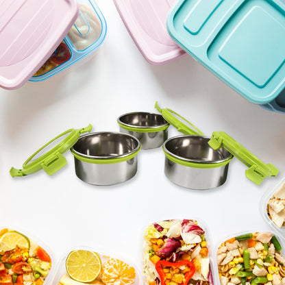 Stainless Steel Tiffin Lunch Box Container / Dabba with 4 Side Clip Lock Lid for Office & School Use/ Food Grade / Air Tight / Easy to Carry / Leak Proof - infinityexculsivestore.com