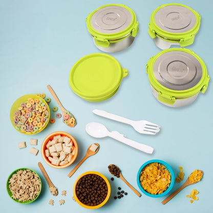 Stainless Steel Tiffin Lunch Box Container / Dabba with 4 Side Clip Lock Lid for Office & School Use/ Food Grade / Air Tight / Easy to Carry / Leak Proof - infinityexculsivestore.com