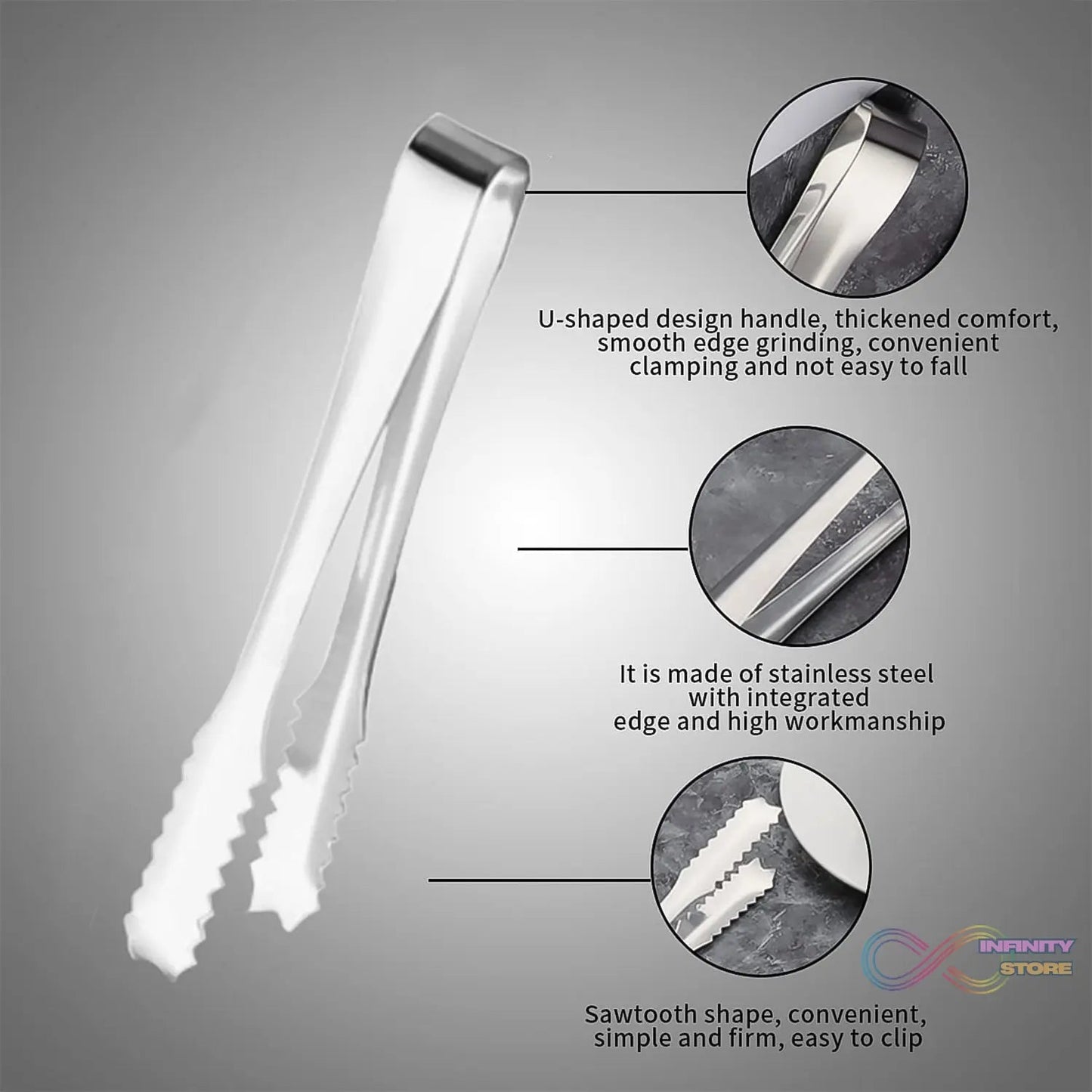 Stainless Steel Tong for Lifting Ice Cubes, Sugar Cubes | Serving Tongs (13 Cm / 1 Pc) - infinityexculsivestore.com