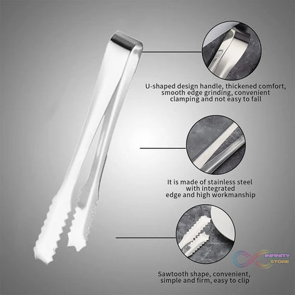 Stainless Steel Tong for Lifting Ice Cubes, Sugar Cubes | Serving Tongs (13 Cm / 1 Pc) - infinityexculsivestore.com