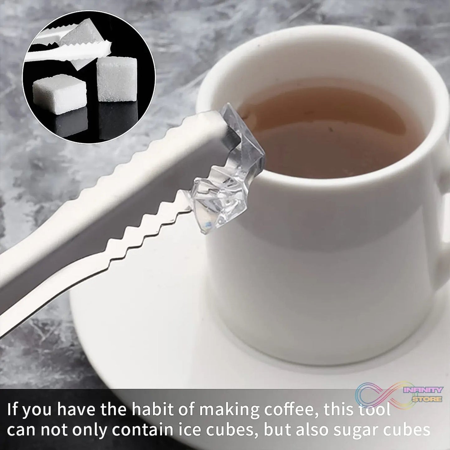 Stainless Steel Tong for Lifting Ice Cubes, Sugar Cubes | Serving Tongs (13 Cm / 1 Pc) - infinityexculsivestore.com