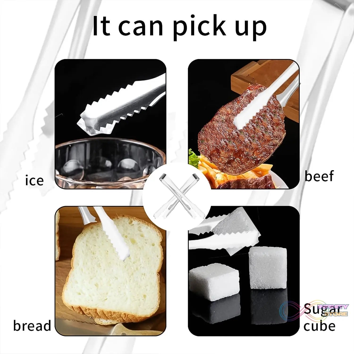 Stainless Steel Tong for Lifting Ice Cubes, Sugar Cubes | Serving Tongs (13 Cm / 1 Pc) - infinityexculsivestore.com
