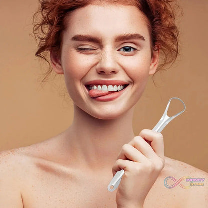 Stainless Steel Tongue Scraper Tongue Cleaners (1Pc With Metal Case) - infinityexculsivestore.com