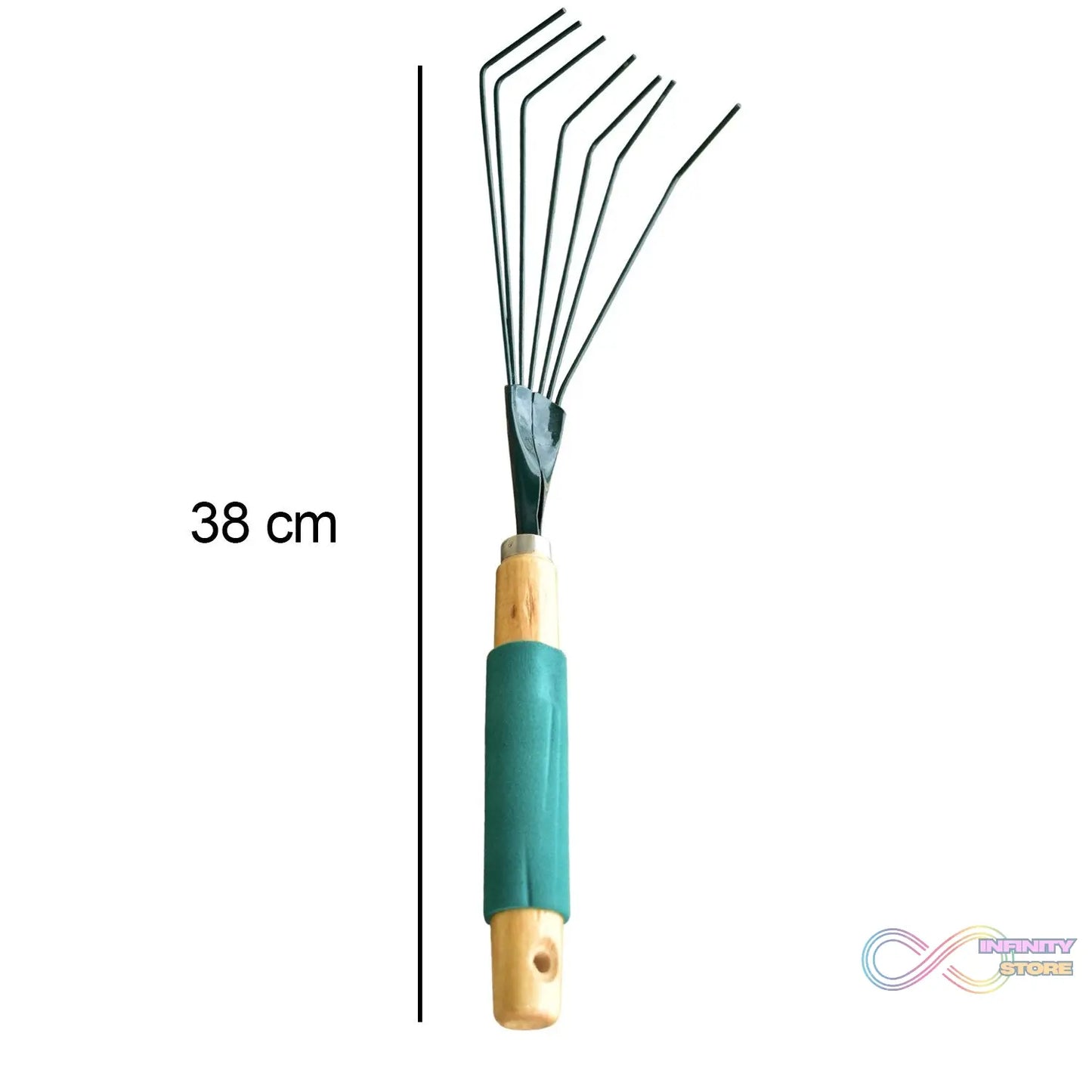 Rake with stainless steel teeth, designed for garden use