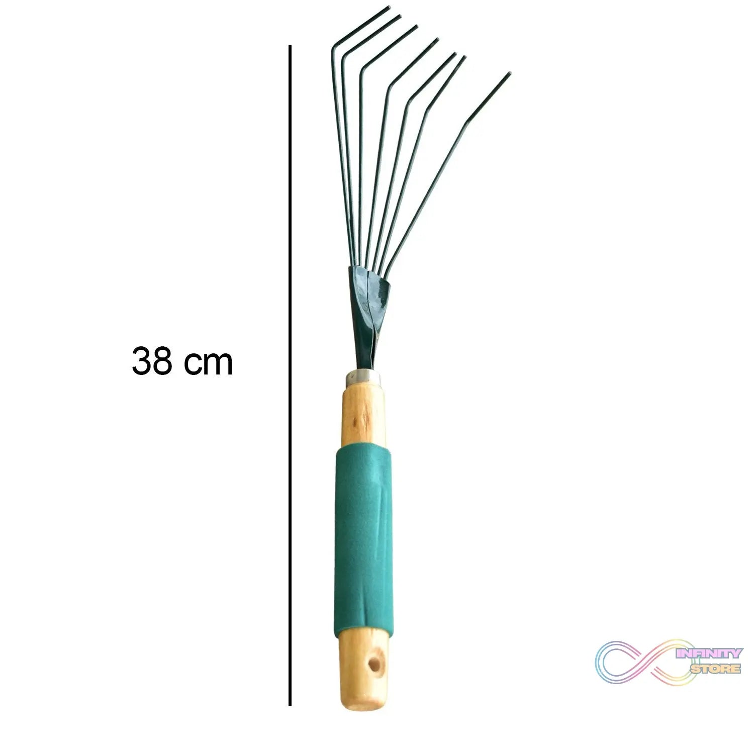 Rake with stainless steel teeth, designed for garden use