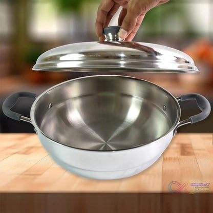 Stainless Steel Triply Multi Kadai idli, dhokla, Patra, Mini idli plates, kadai with Lid (8 Pcs Set / Free Glass Transparent Lid) - infinityexculsivestore.com