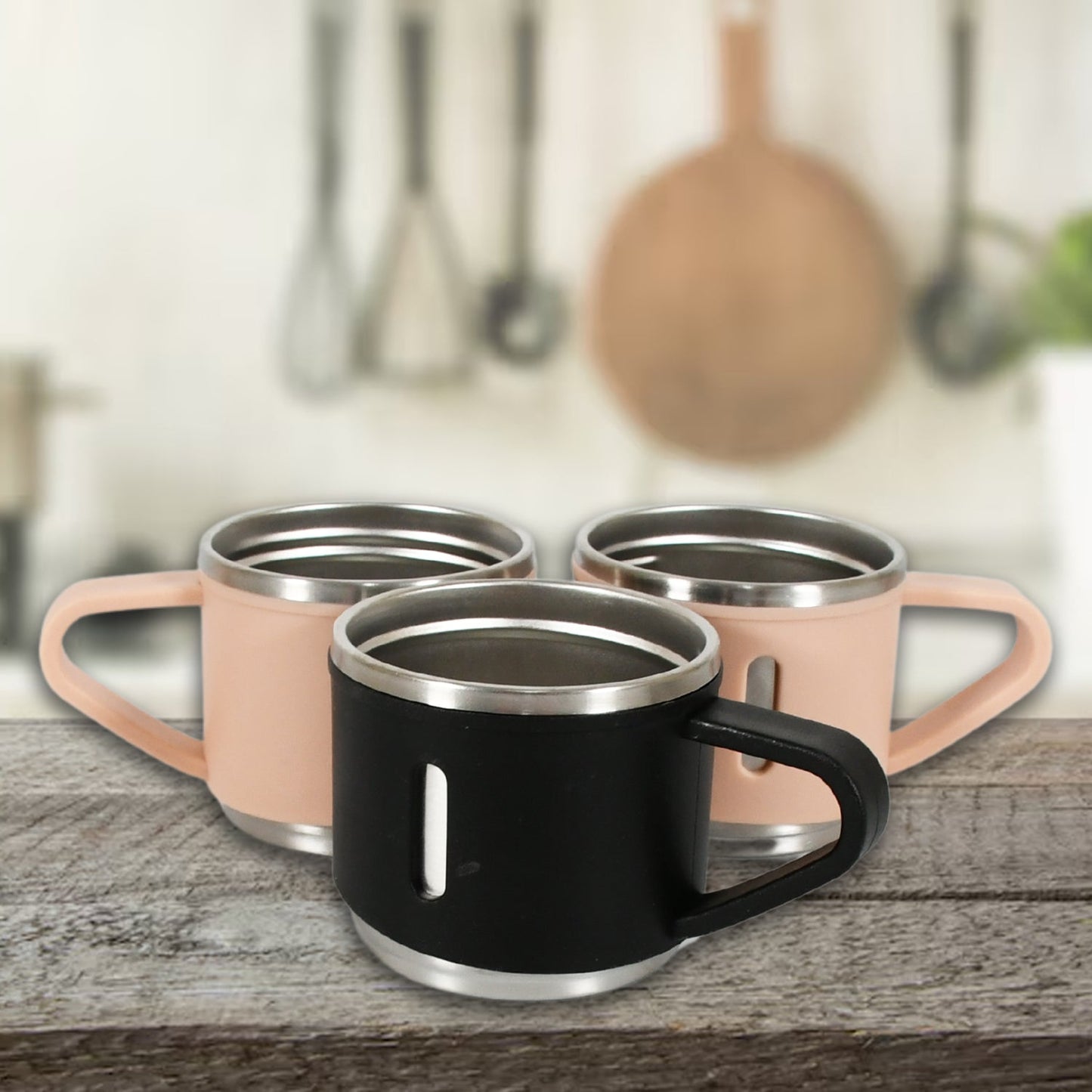 Stainless Steel Vacuum Coffee / Tea Cup, Tea Mug Hot Insulated Double Wall Stainless Steel, Coffee, and Milk Cup with Handle Easy To Carry: Coffee Cup (3 pc) - infinityexculsivestore.com