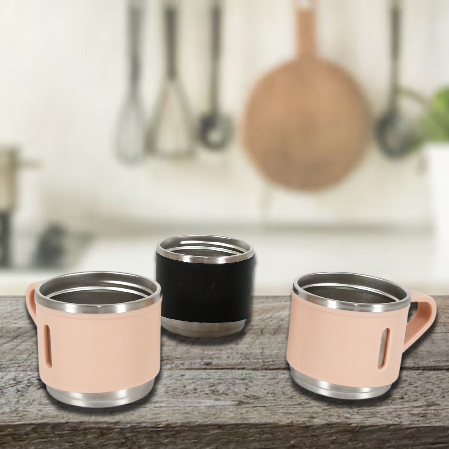 Stainless Steel Vacuum Coffee / Tea Cup, Tea Mug Hot Insulated Double Wall Stainless Steel, Coffee, and Milk Cup with Handle Easy To Carry: Coffee Cup (3 pc) - infinityexculsivestore.com