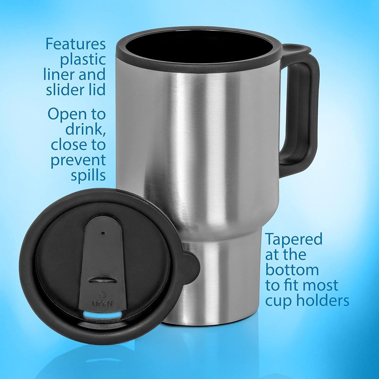 Stainless Steel Vacuum Glass Insulated Glass Coffee Cups (With Lid & Handle / 1 pc) - infinityexculsivestore.com
