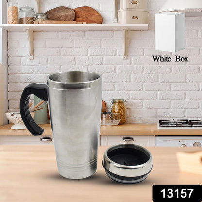 Stainless Steel Vacuum Glass Insulated Glass Coffee Cups (With Lid & Handle / 1 pc) - infinityexculsivestore.com