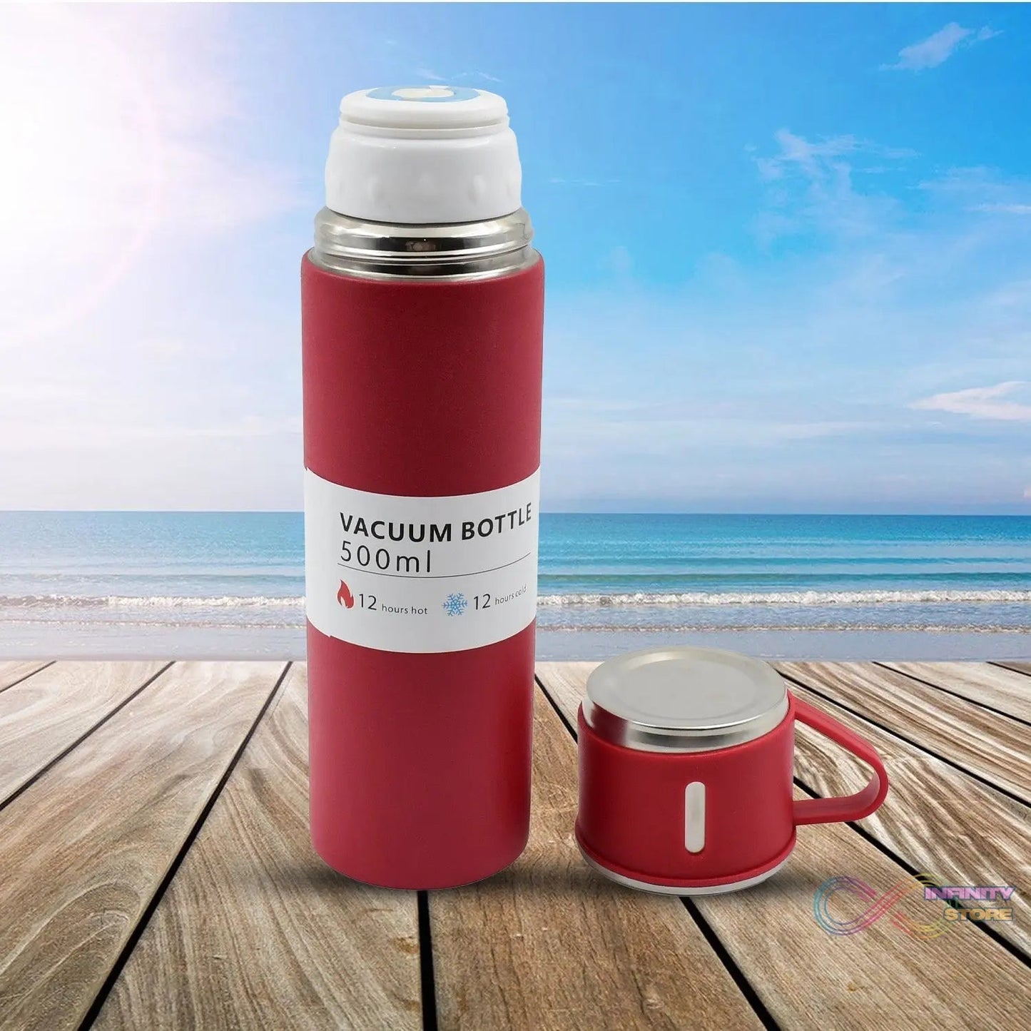Stainless Steel Vacuum Insulated Water Bottle With Coffee / Tea Mug (500 ML) - infinityexculsivestore.com