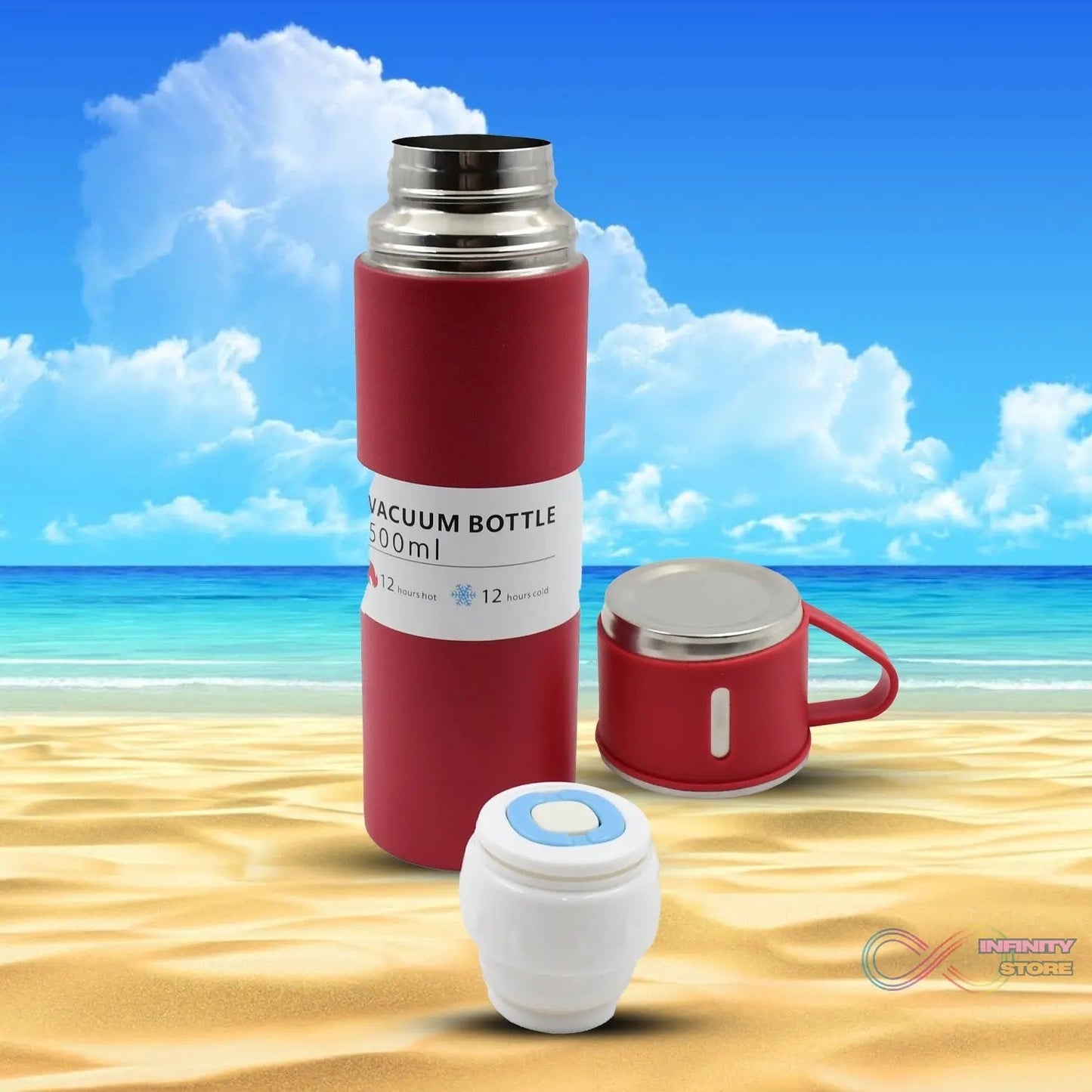 Stainless Steel Vacuum Insulated Water Bottle With Coffee / Tea Mug (500 ML) - infinityexculsivestore.com