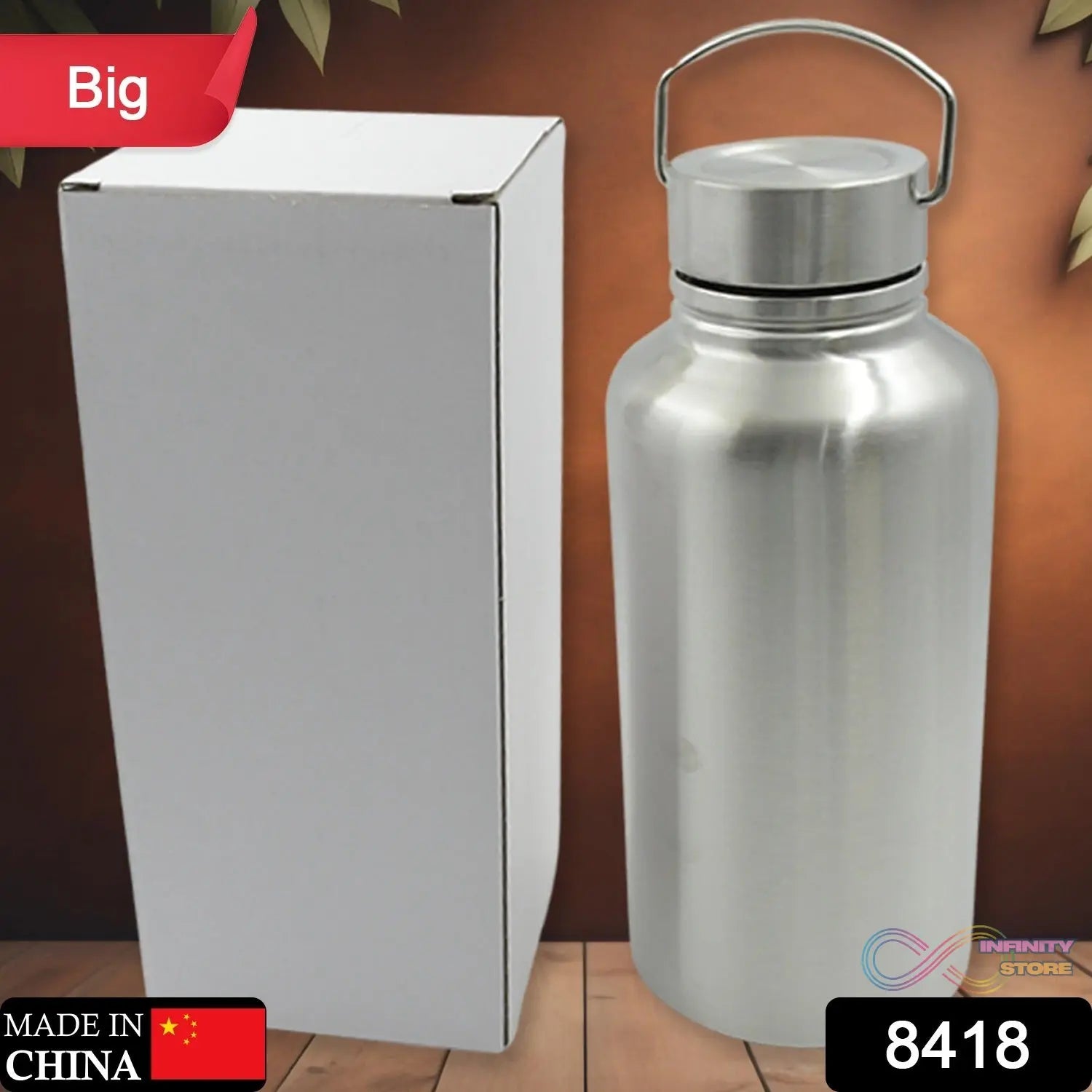 Stainless Steel Water Bottle with Handle (Large): Leak Proof, Hot & Cold, Gym - infinityexculsivestore.com