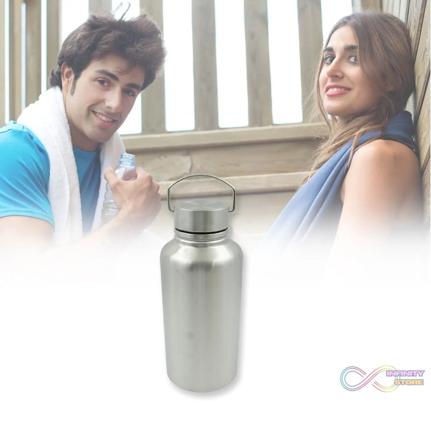 Stainless Steel Water Bottle with Handle (Large): Leak Proof, Hot & Cold, Gym - infinityexculsivestore.com