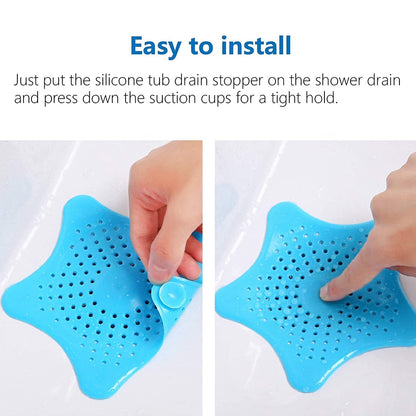 Star Shape Suction Cup Kitchen Bathroom Sink Drain Strainer Hair Stopper Filter, Star Shaped Sink Filter Bathroom Hair Catcher, Drain Strainers Cover Trap Basin (1 Pc) - infinityexculsivestore.com