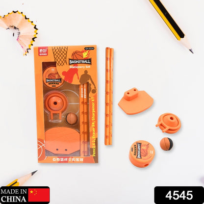Stationary Kit Football & Basketball Theme Stationary Set For Kids, Pencil, Sharpener, Eraser Set For Kids, Boys & Girls, Birthday Return Gift Stationary Set - infinityexculsivestore.com