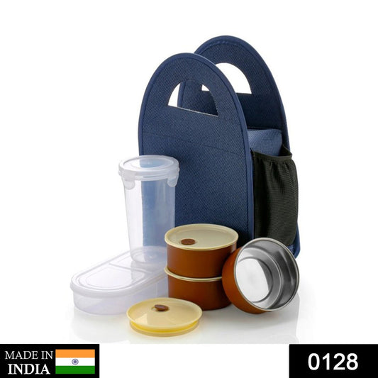 Steel Lunch Box Set (4 pcs, Black) - infinityexculsivestore.com