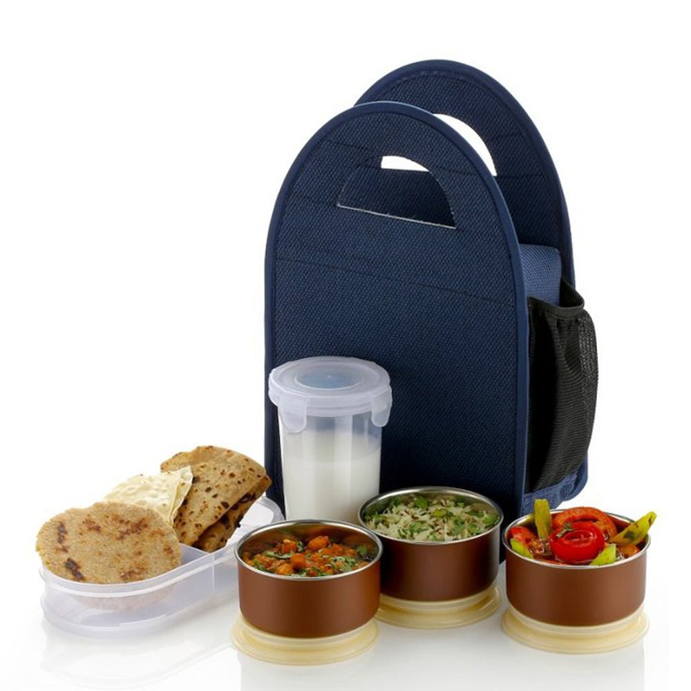 Steel Lunch Box Set (4 pcs, Black) - infinityexculsivestore.com