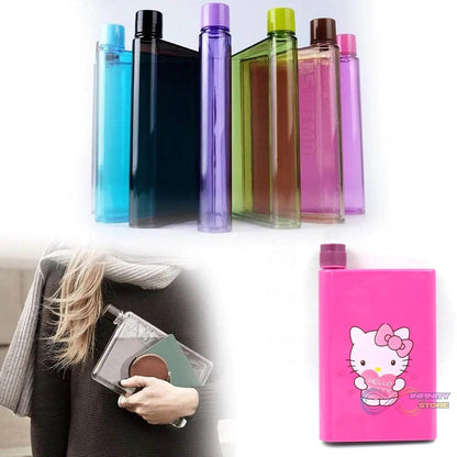 Kitchen Storage A5 size Flat Portable NoteBook Shape Water Bottle With a Cartoon Character Design-Hello Kitty - For School Outdoors and Sports Return Gift/Birthday Gift (1 Pc 420ML) - infinityexculsivestore.com