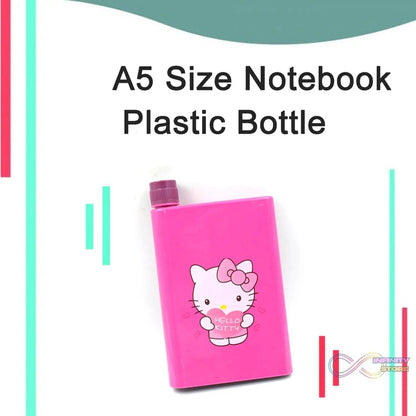 Kitchen Storage A5 size Flat Portable NoteBook Shape Water Bottle With a Cartoon Character Design-Hello Kitty - For School Outdoors and Sports Return Gift/Birthday Gift (1 Pc 420ML) - infinityexculsivestore.com