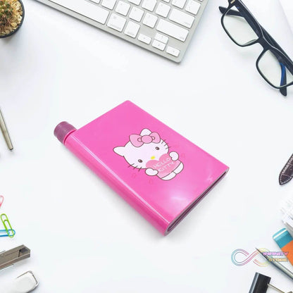 Kitchen Storage A5 size Flat Portable NoteBook Shape Water Bottle With a Cartoon Character Design-Hello Kitty - For School Outdoors and Sports Return Gift/Birthday Gift (1 Pc 420ML) - infinityexculsivestore.com