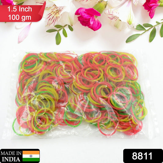 Strong & Reusable Rubber Bands: Multicolor for Office, Home & School (1.5 Inch 100 GM) - infinityexculsivestore.com