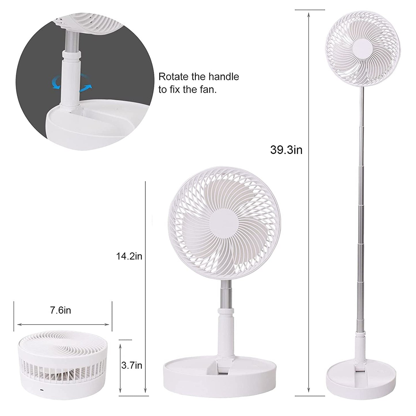 TELESCOPIC ELECTRIC DESKTOP FAN, HEIGHT ADJUSTABLE, FOLDABLE & PORTABLE FOR TRAVEL/CARRY | SILENT TABLE TOP PERSONAL FAN FOR BEDSIDE, OFFICE TABLE (Battery Not Include) - infinityexculsivestore.com