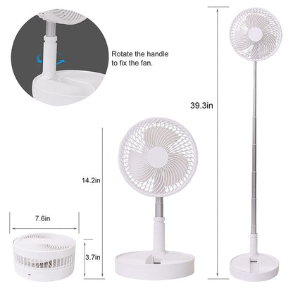 TELESCOPIC ELECTRIC DESKTOP FAN, HEIGHT ADJUSTABLE, FOLDABLE & PORTABLE FOR TRAVEL/CARRY | SILENT TABLE TOP PERSONAL FAN FOR BEDSIDE, OFFICE TABLE (Battery Not Include) - infinityexculsivestore.com