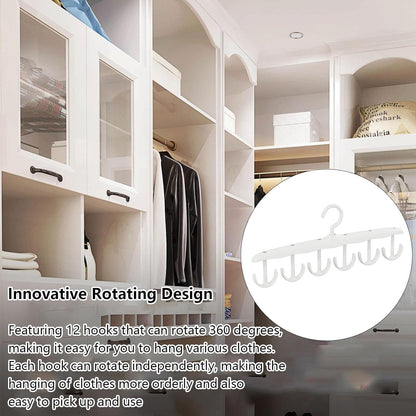 Tank Top Hanger, 12 - Hook Space Saving Hanger, Capacity Rotatable Wood Space Saving Hanger Closet Organizers and Storage for Dorm & Apartment for Tank Top - infinityexculsivestore.com