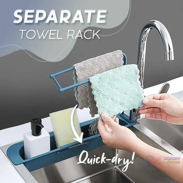 Telescopic Adjustable Faucet Rack Dish Brushes Sponge Storage Shelves Sink Drain - infinityexculsivestore.com