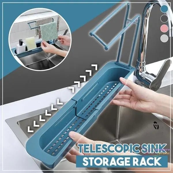 Telescopic Adjustable Faucet Rack Dish Brushes Sponge Storage Shelves Sink Drain - infinityexculsivestore.com