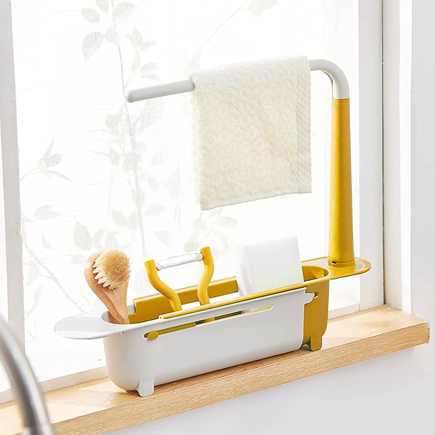 Telescopic Sink Storage Rack Material Kitchen Rag Rack Dishwashing Organizer Shelf Drain Basket Pp Under Sink Organizers ( Mic Color 1 Pc) - infinityexculsivestore.com