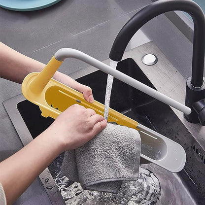 Telescopic Sink Storage Rack Material Kitchen Rag Rack Dishwashing Organizer Shelf Drain Basket Pp Under Sink Organizers ( Mic Color 1 Pc) - infinityexculsivestore.com