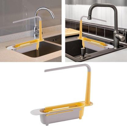 Telescopic Sink Storage Rack Material Kitchen Rag Rack Dishwashing Organizer Shelf Drain Basket Pp Under Sink Organizers ( Mic Color 1 Pc) - infinityexculsivestore.com