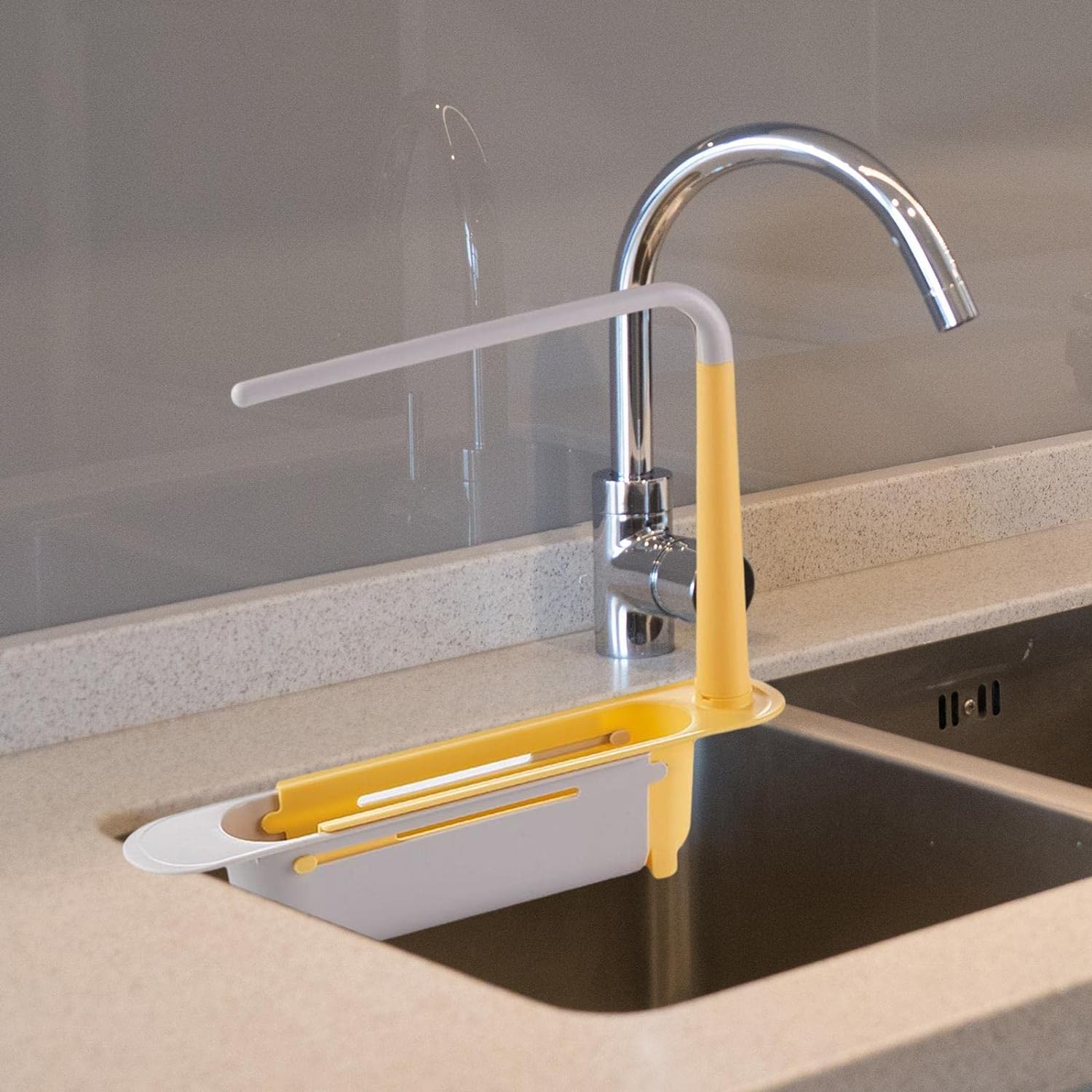 Telescopic Sink Storage Rack Material Kitchen Rag Rack Dishwashing Organizer Shelf Drain Basket Pp Under Sink Organizers ( Mic Color 1 Pc) - infinityexculsivestore.com