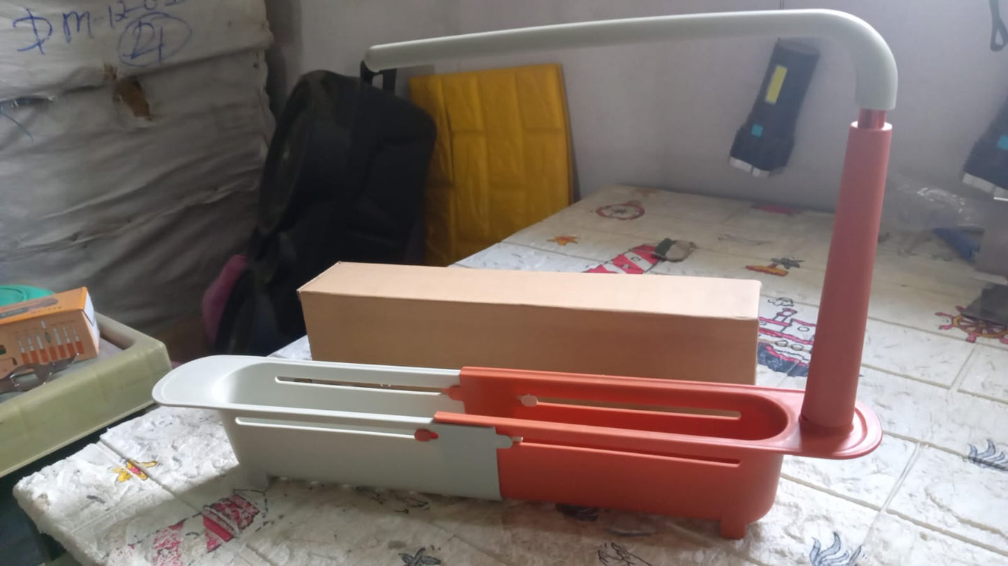 Telescopic Sink Storage Rack Material Kitchen Rag Rack Dishwashing Organizer Shelf Drain Basket Pp Under Sink Organizers ( Mic Color 1 Pc) - infinityexculsivestore.com