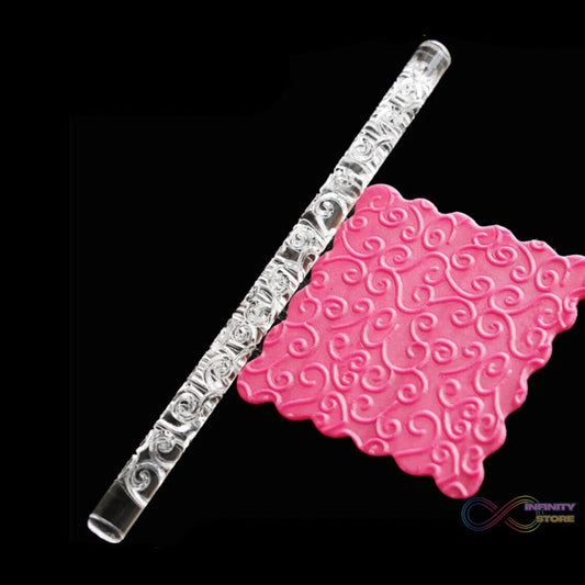 Textured Embossed Acrylic Rolling Pins Fondant Cake Decorating Tools (1 Pc) - infinityexculsivestore.com