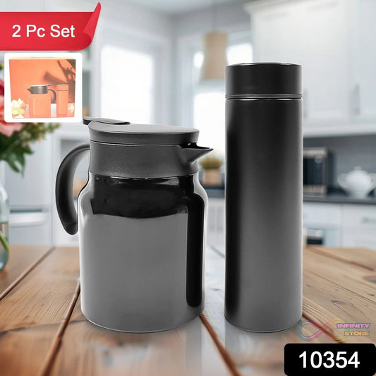 Thermal Coffee Carafe Tea Pot & Water Bottles, with LED Display (Bottle 500 ML & Pot 1000 ML / 2 Pc) - infinityexculsivestore.com